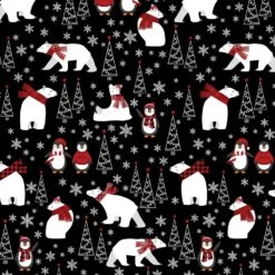 Winter Comfort Flannel 12763F 12 Black Snowy Friends Benartex Kanvas