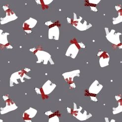 Winter Comfort Flannel 12768F 08 Grey Polar Bear Fun Benartex Kanvas