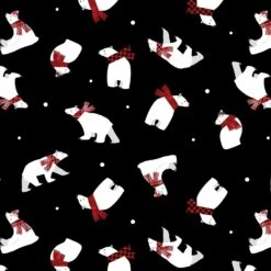 Winter Comfort Flannel 12768F 12 Black Polar Bear Fun Benartex Kanvas