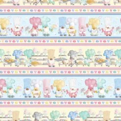 Gnomebody Bakes It Better 12827 99 Multi Gnome Baking Stripe Benartex Kanvas