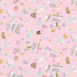 Gnomebody Bakes It Better 12833 21 Pink Pastry Treats Benartex Kanvas