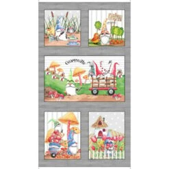 Gnomesville 27661 K Grey Gnomes Panel Quilting Treasures
