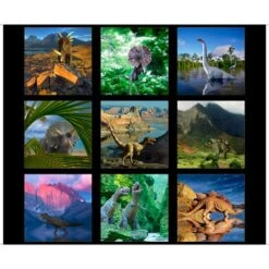 Artworks Dinosaur Patches Black 27933 J Panel, Quilting Treasures