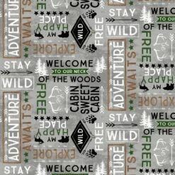 Cabin Welcome Flannel 36104 901 Words Toss Wilmington Prints