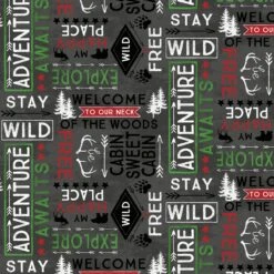 Cabin Welcome Flannel 36104 911 Words Toss Black Wilmington Prints