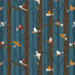 Bear Camp 51561 4 Blue Birds Trees Windham Fabrics