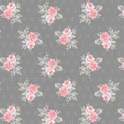 Colette 52053 4 Dark Grey Small Rose Bouquet Windham Fabrics