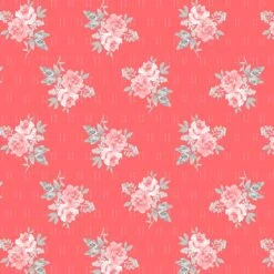 Colette 52053 6 Dark Coral Small Rose Bouquet Windham Fabrics