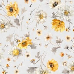 Fields Of Gold 86499 959 Large Allover Floral Grey Wilmington Prints