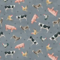 Farmhouse Chic 89240 492 Grey Blue Animals Wilmington Prints