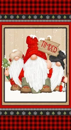 Timber Gnomies 9277P 89 Red Black Gnome Panel, Henry Glass