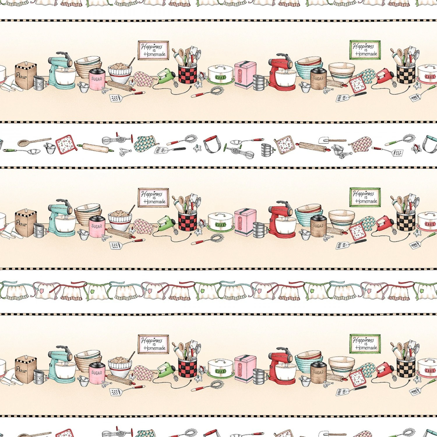 Happiness Is Homemade 9861 E Cream Kitchen Stripe Maywood Studio 3 Happiness Is Homemade 9861 E Cream Kitchen Stripe Maywood Studio