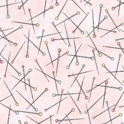 Measure Twice 9896 P Pink Dropped Pins Maywood Studio