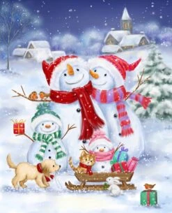 Snowman Falling Snow AL48260C1 Digital Panel David Textiles