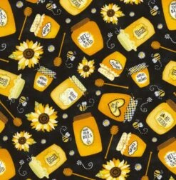 Bee Loved C6105 Black Honey Jars Timeless Treasures