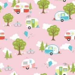 Glamperlicious Flannel F7152 Pink Campers, Riley Blake