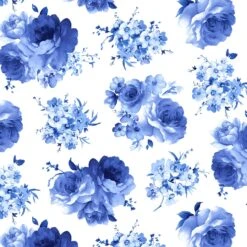 Bluebird C8448 White Medium Flowers Timeless Treasures
