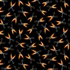 Flaming Scissors C8486 Black Timeless Treasures