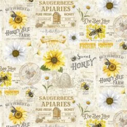 Honey Bee Farm CD2387 Cream Vintage Bee Farm Sign Timeless Treasures