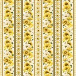 Honey Bee Farm CD2388 Cream Bee Floral 11 Inch Border Stripe Timeless Treasures