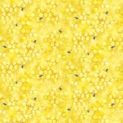 Honey Bee Farm CD2392 Yellow Flying Bee On Honey Combs Timeless Treasures