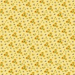 Honey Bee Farm CD2394 Yellow Bee And Sunflower Bouquets Timeless Treasures
