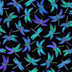 Dragonfly CM7946 Black Metallic Timeless Treasures