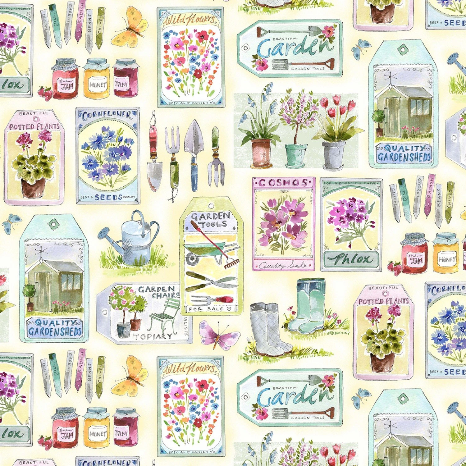 In The Garden 9485 Cream Gardening Essentials Michael Miller 3 In The Garden 9485 Cream Gardening Essentials Michael Miller