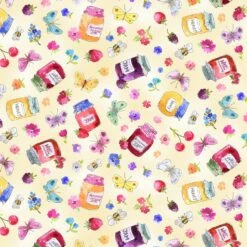 In The Garden 9487 Cream Jam Pots Michael Miller