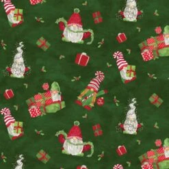 Gnome For Christmas FLANNEL F10610 Green Tossed Gnomes Riley Blake