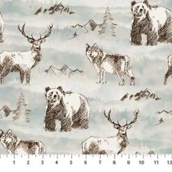 Misty Mountain Flannel F22976 61 Misty Earth Animals, Northcott