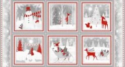 Winter Frost Flannel F9221 89 White 24 Inch Repeat 10 Inch Blocks, Henry Glass