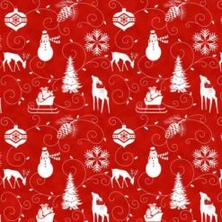 Winter Frost Flannel F9226 88 Red Graphic Motif, Henry Glass
