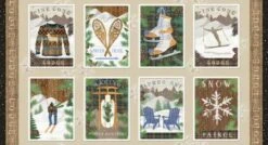 Pine Cone Lodge Flannel F9252 33 24 Inch Repeat Blocks, Henry Glass