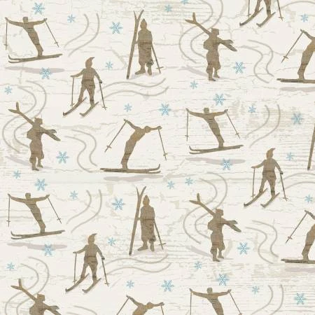Pine Cone Lodge Flannel F9257 44 Beige Skiers, Henry Glass 3 Pine Cone Lodge Flannel F9257 44 Beige Skiers, Henry Glass