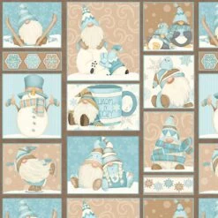 I Love Snow Gnomies Flannel F9635 13 Aqua Patchwork Henry Glass