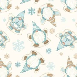 I Love Snow Gnomies Flannel F9643 44 Cream Gnome Snow Angles Henry Glass