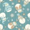 I Love Snow Gnomies Flannel F9644 11 Dark Aqua Tossed Snowman Henry Glass
