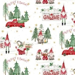 Gnomes Home Tree Farm 4706 Multi Allover Gnomes P & B Textiles