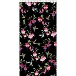 Fuchsias And Hummingbirds Y2354 3 Black, Clothworks