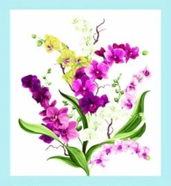 White Orchid Fancy Panel Y2945 01, Clothworks