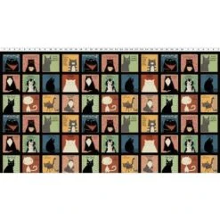 Snarky Cats Blocks Y3058 3 Black Clothworks